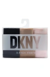 Dkny Assorted 3-pack Cut Anywhere Thong In Black/ Praline/ Glow