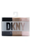 Dkny Assorted 3-pack Cut Anywhere Thong In Black/praline/glow