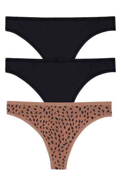 Dkny Assorted 3-pack Microfiber Thongs In Multi