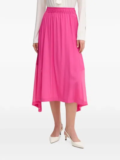 Dkny Asymmetric Elasticated-waist Midi Skirt In Pink