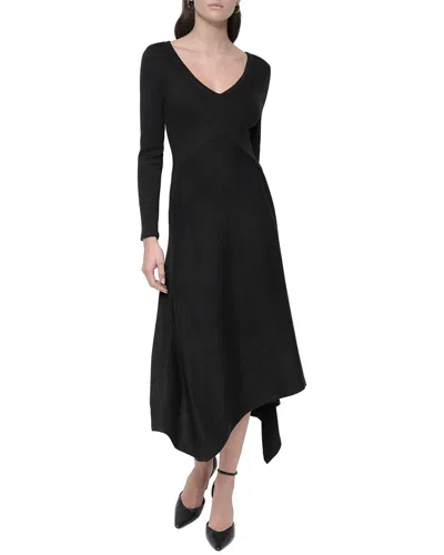 Dkny Asymmetric Hem Midi Dress In Black