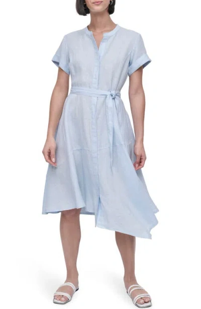 Dkny Asymmetric Linen Shirtdress In Skyway Blue