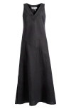 Dkny Asymmetric Sleeveless Linen Dress In Black