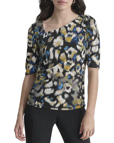 Dkny Asymmetrical Neck Printed Top In Animal Print