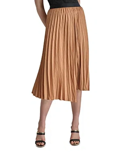 Dkny Asymmetrical Pleated Skirt In Brown