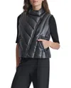 Dkny Asymmetrical Zip Puffer Vest In Black