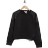 Dkny Asymmetrical Zip Quilted Sleeve Pullover In Black