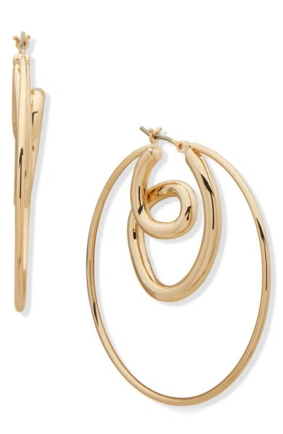 Dkny Aubrey Twist Hoop Earrings In Gold