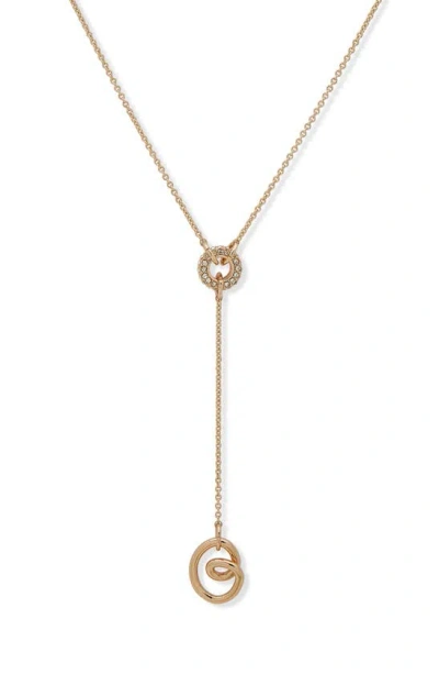 Dkny Aubrey Twist Y-necklace In Gold/ Crystal