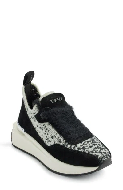 Dkny Aveline Wedge Sneaker In Black,off White