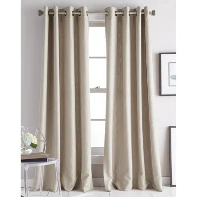 Dkny Avenue Solid Room Darkening Grommet Single Curtain Panel In Linen