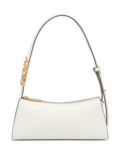 Dkny Avril Logo Zip Tote Bag In White