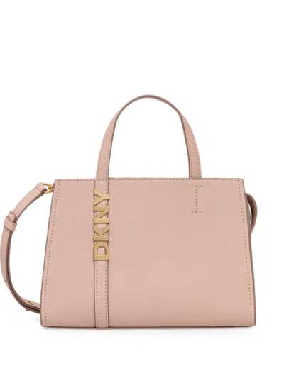 Dkny Avril Logo-plaque Leather Tote Bag In White