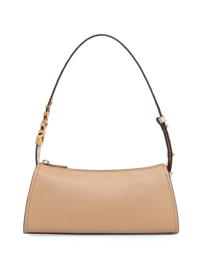 Dkny Avril Logo-plaque Shoulder Bag In Brown