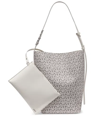 Dkny Avril Small Logo Bucket Bag In Gray