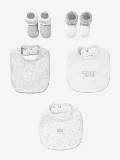 Dkny Kids'  Baby Bibs And Socks Set In Grey