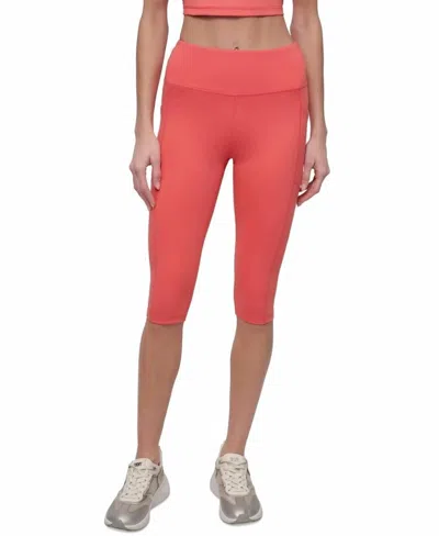 Dkny Balance Compression High-waist Capri Pant In Coral Crush In Pink