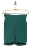 Dkny Balance High Waist Pocket Compression Shorts In Spruce