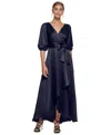 Dkny Balloon-sleeve Satin Gown In Midnight