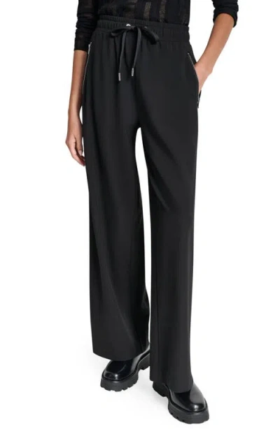 Dkny Bank St Wide Leg Pull-on Pants In Black
