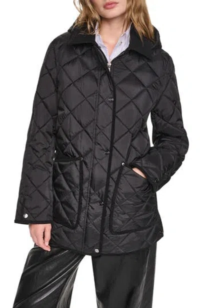 Dkny Barn Quilted Hooded Jacket In Black