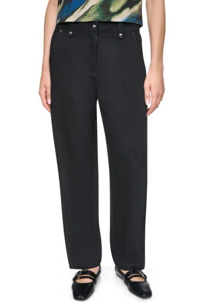 Dkny Barrel Leg Sanded Twill Pants In Black