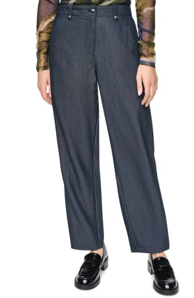 Dkny Barrel Leg Sanded Twill Pants In Blue