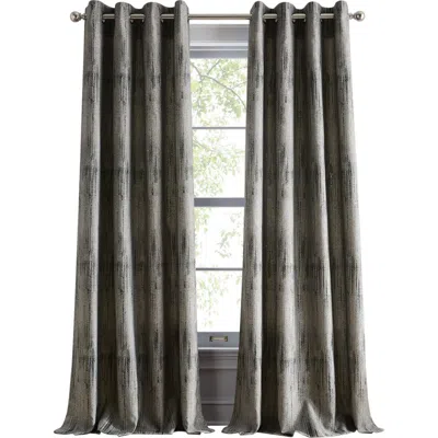 Dkny Basalt Jacquard Set Of 2 Grommet Top Curtain Panels In Black Ice