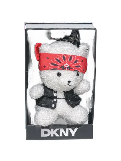 Dkny Bear-charm Keyring In White