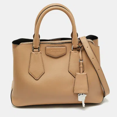 Pre-owned Dkny Beige Leather Sullivan Triple Compartment Tote In Sand