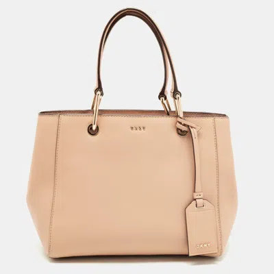 Dkny Beige Leather Totes Bag In Sand