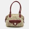 DKNY DKNY /BEIGE MONOGRAM CANVAS AND LEATHER TURNLOCK POCKET SATCHEL