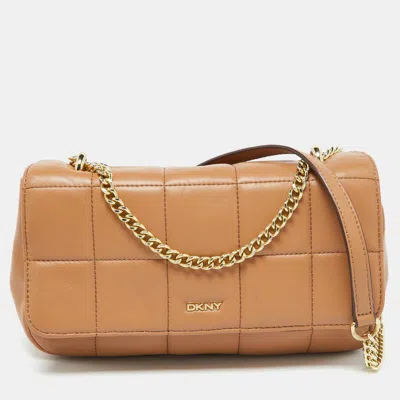Pre-owned Dkny Beige Quilted Leather Flap Shoulder Bag
