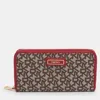 Dkny Beige/red Canvas And Leather Zip Around Wallet In Multi