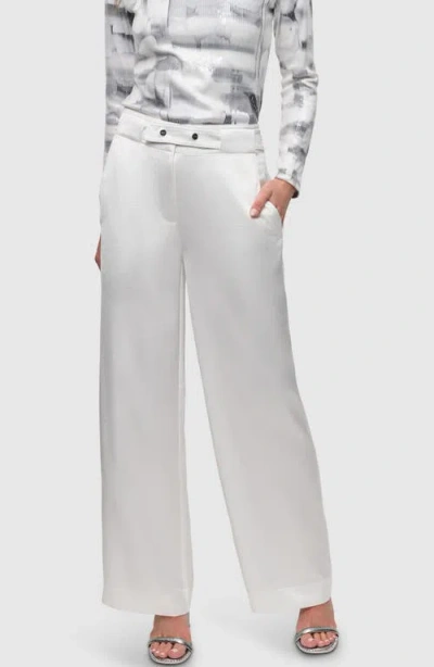 Dkny Belt Detail Wide Leg Pants In Ivory