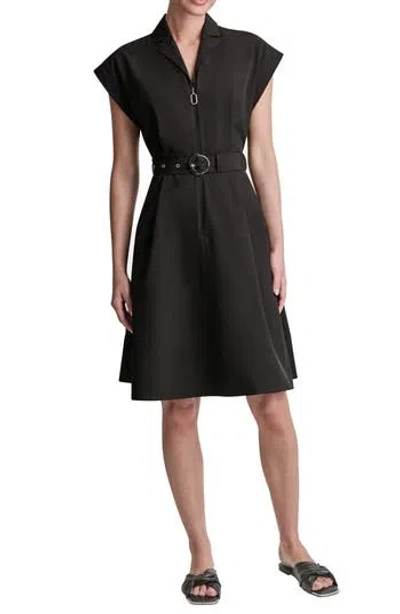 Dkny Belted A-line Shirtdress In Black