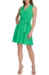 Dkny Belted Button-up Dress In Apple Green