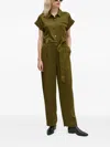 Dkny Belted Collared Jumpsuit In Green