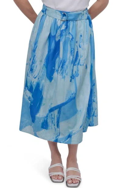 Dkny Belted Parachute Midi Skirt In Maculate Marble