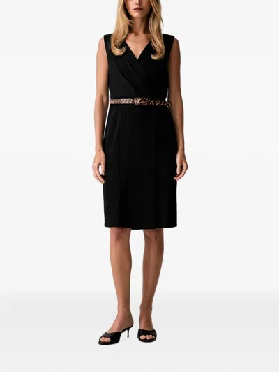 Dkny Belted Plissé Mini Dress In Black