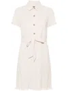 Dkny Belted Plissé Mini Dress In Neutrals