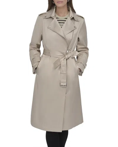 Dkny Belted Rain Jacket In Brown