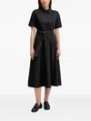 Dkny Belted Short-sleeve Midi Dress In Black
