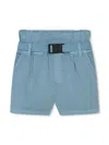 Dkny Belted Straight-leg Shrots In Blue