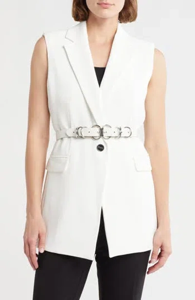 Dkny Belted Vest Jacket In White