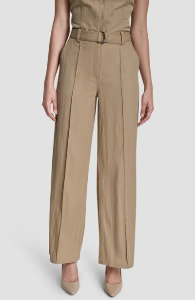 Dkny Belted Wide Leg Pants In Brown