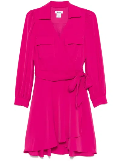 Dkny Belted Wrap Dress In Pink