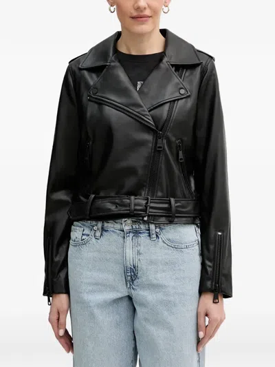 Dkny Belted Zipped Jacket In Black