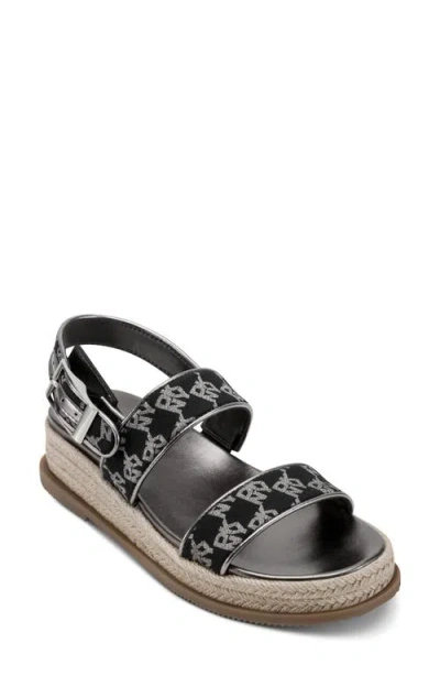 Dkny Berris Slingback Platform Espadrille In Black,nickel