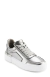 Dkny Beverley Womens Lace-up Manmade High-top Sneakers In Nickel